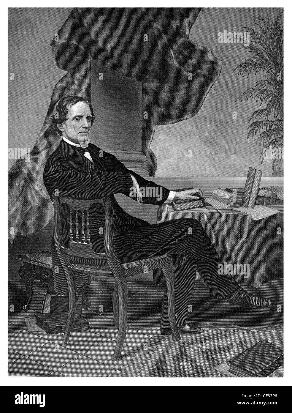Jefferson Davis, President of the Confederacy 1808 1889 First  only President Confederate States America Stock Photo