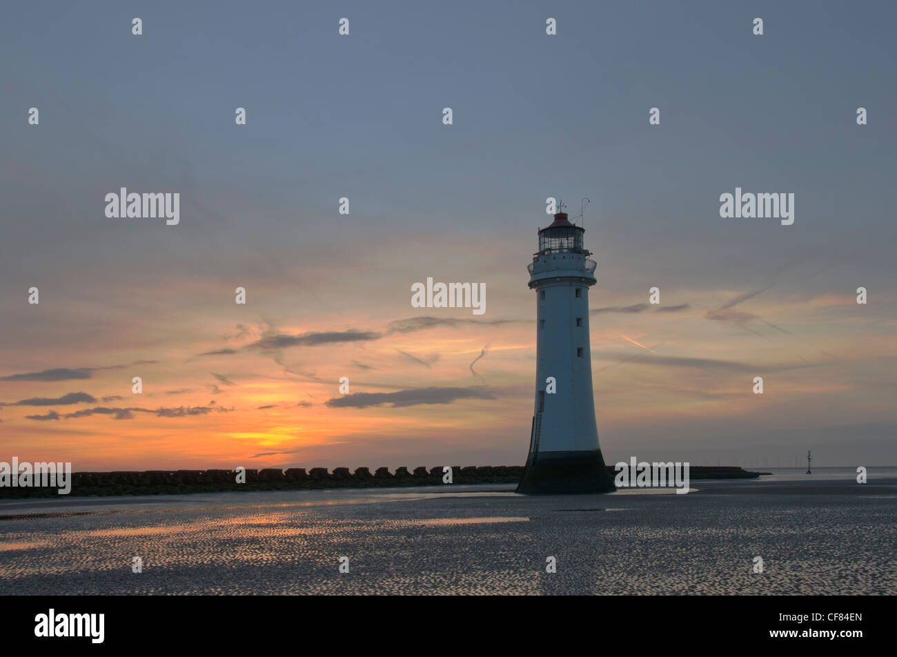 Lighthouse on the Mersey estuary in New Brighton UK Stock Photo