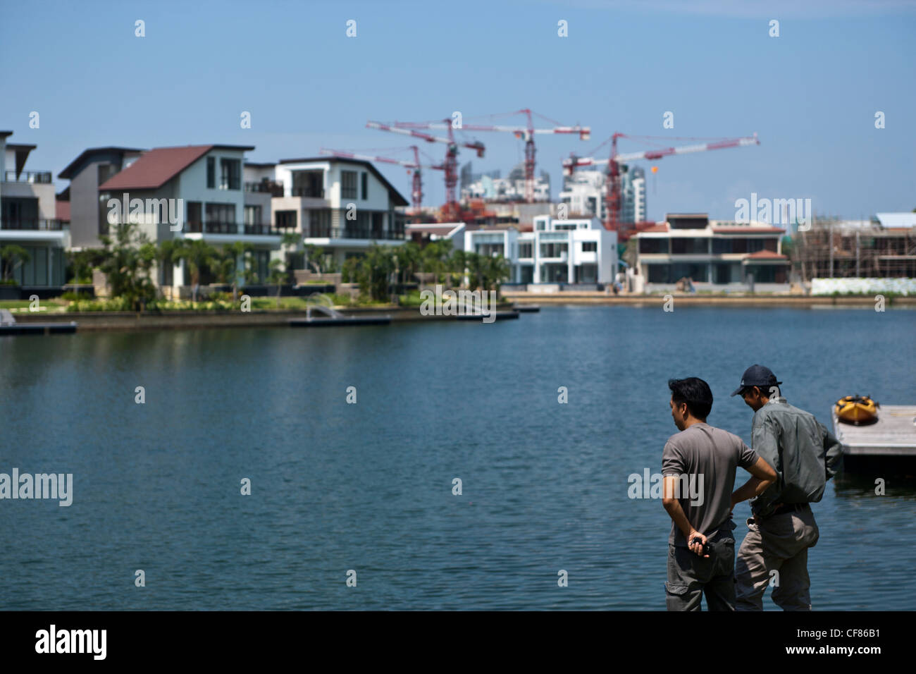 Waterfront luxury homes and condominium apartments are seen at Sentosa