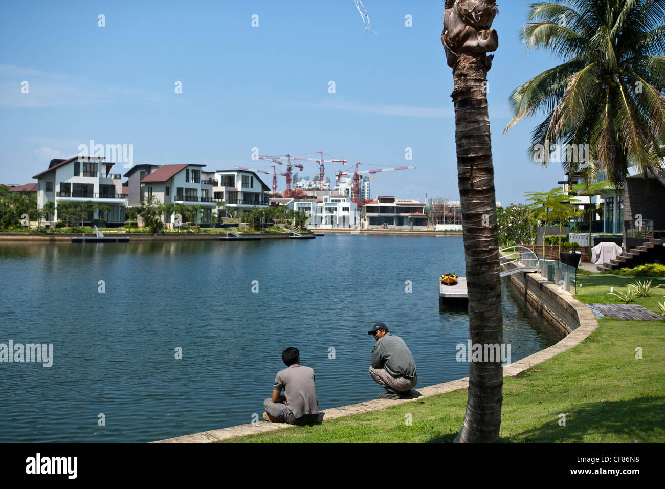 Waterfront luxury homes and condominium apartments are seen at Sentosa