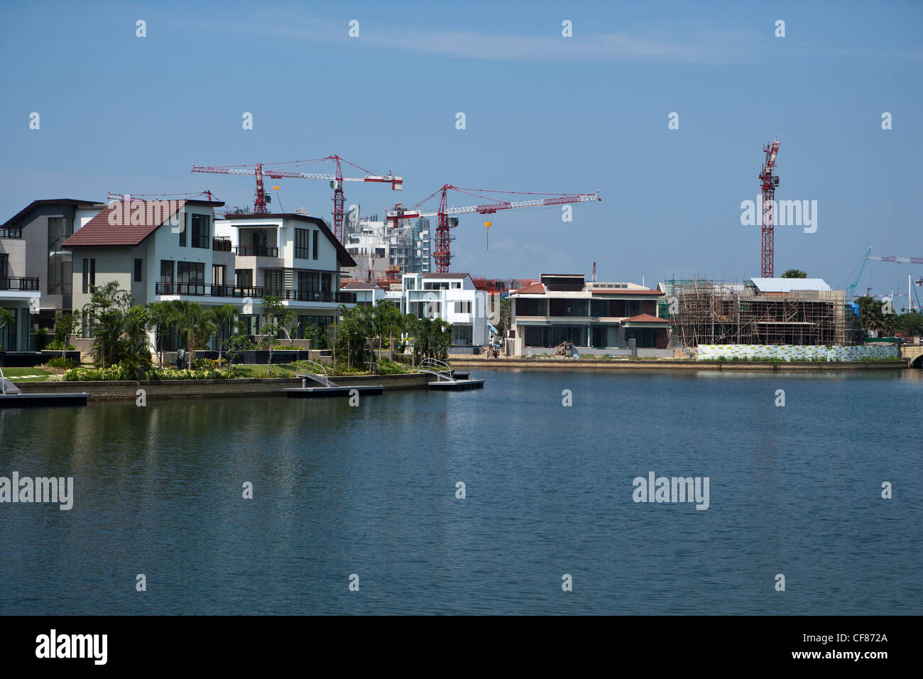 Waterfront luxury homes and condominium apartments are seen at Sentosa