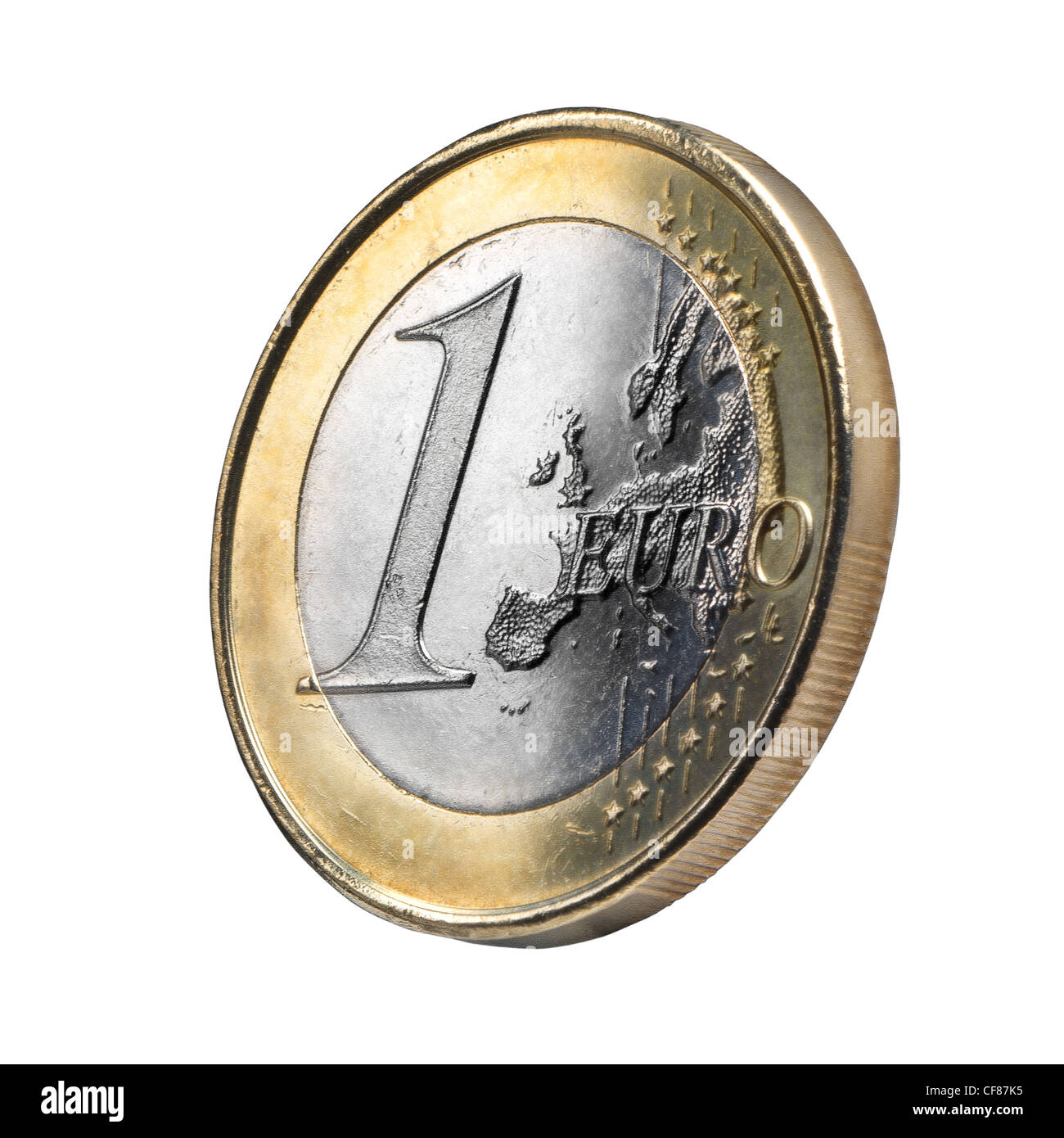 Close up Euro coin view with aging effect .Clipping path Stock Photo