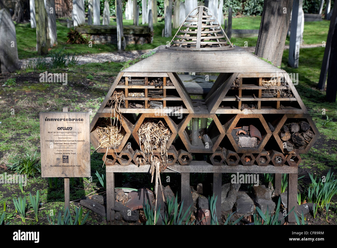 'Innvertebrate' boutique bug hotel, Bunhill Fields, London Stock Photo