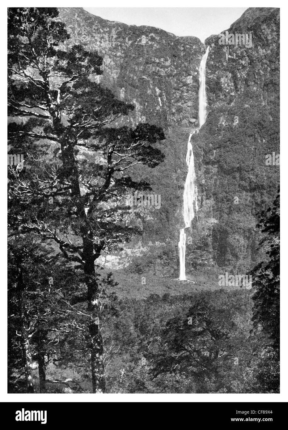1926 Sutherland Falls Yosemite New Zealand Stock Photo