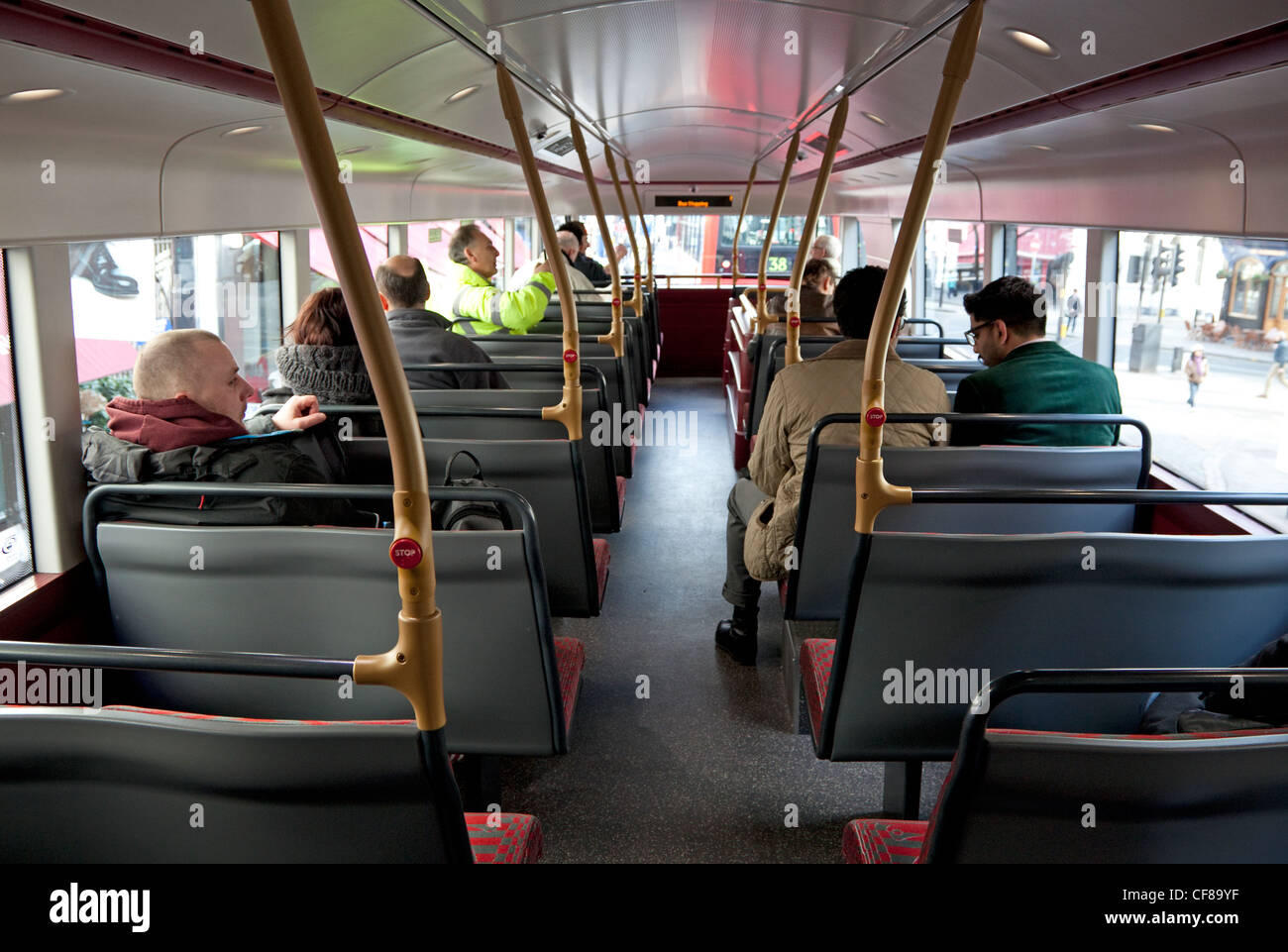 New Routemaster bus, London - upper deck Stock Photo
