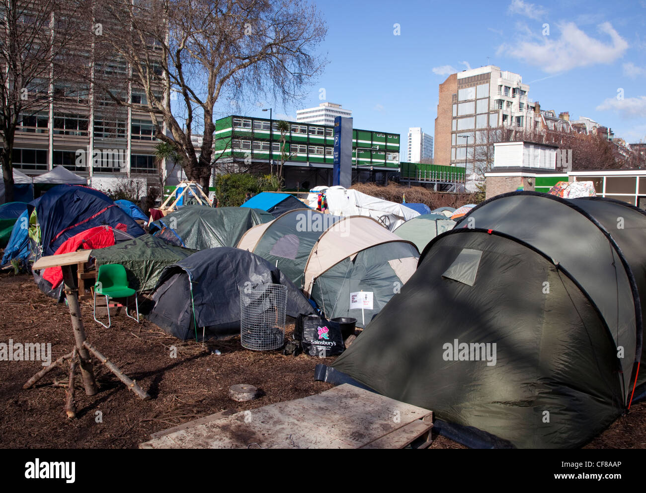 Occupy London tents in Finsbury Square, London Stock Photo