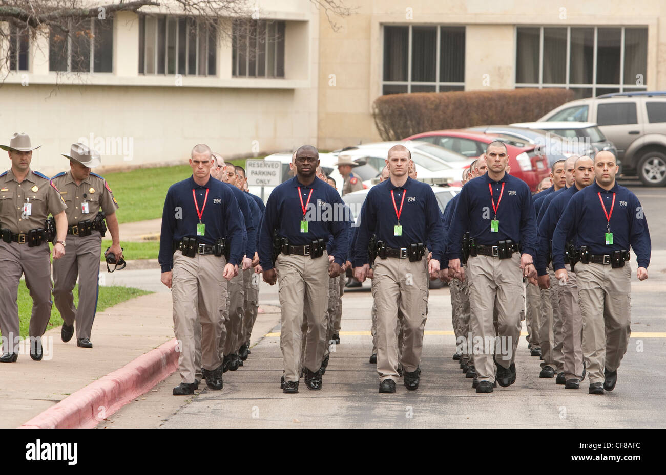 Group of Texas Department of Public Safety agent recruits during training exercise in Austin, Texas Stock Photo