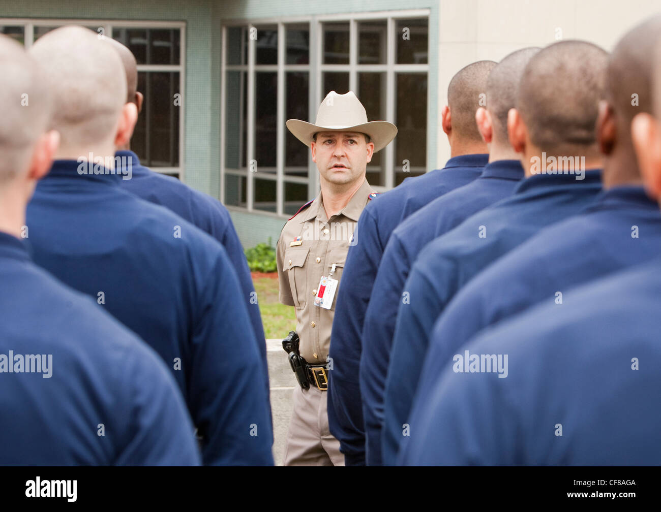 Group of Texas Department of Public Safety agent recruits during training exercise in Austin, Texas Stock Photo