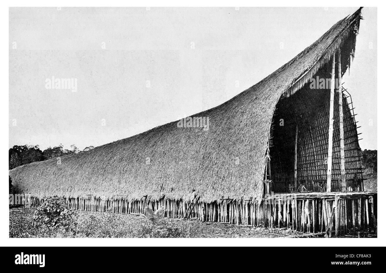Headquarters of Chapter Fraternity of Papuan Husbands 1927 Stock Photo