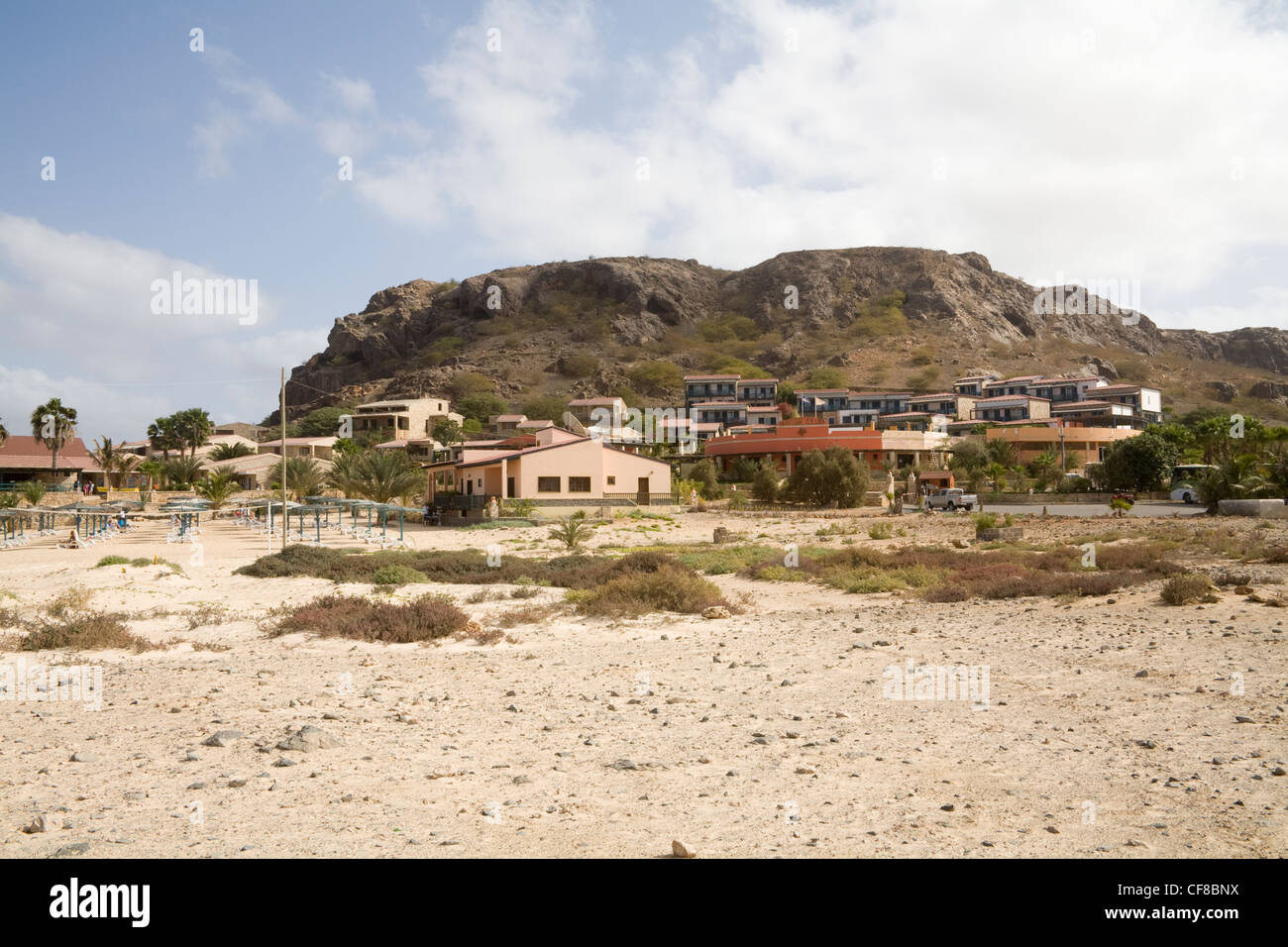 Sal Rei Boa Vista Cape Verde Marine Club luxury hotel on a rocky outcrop in this capital city Stock Photo