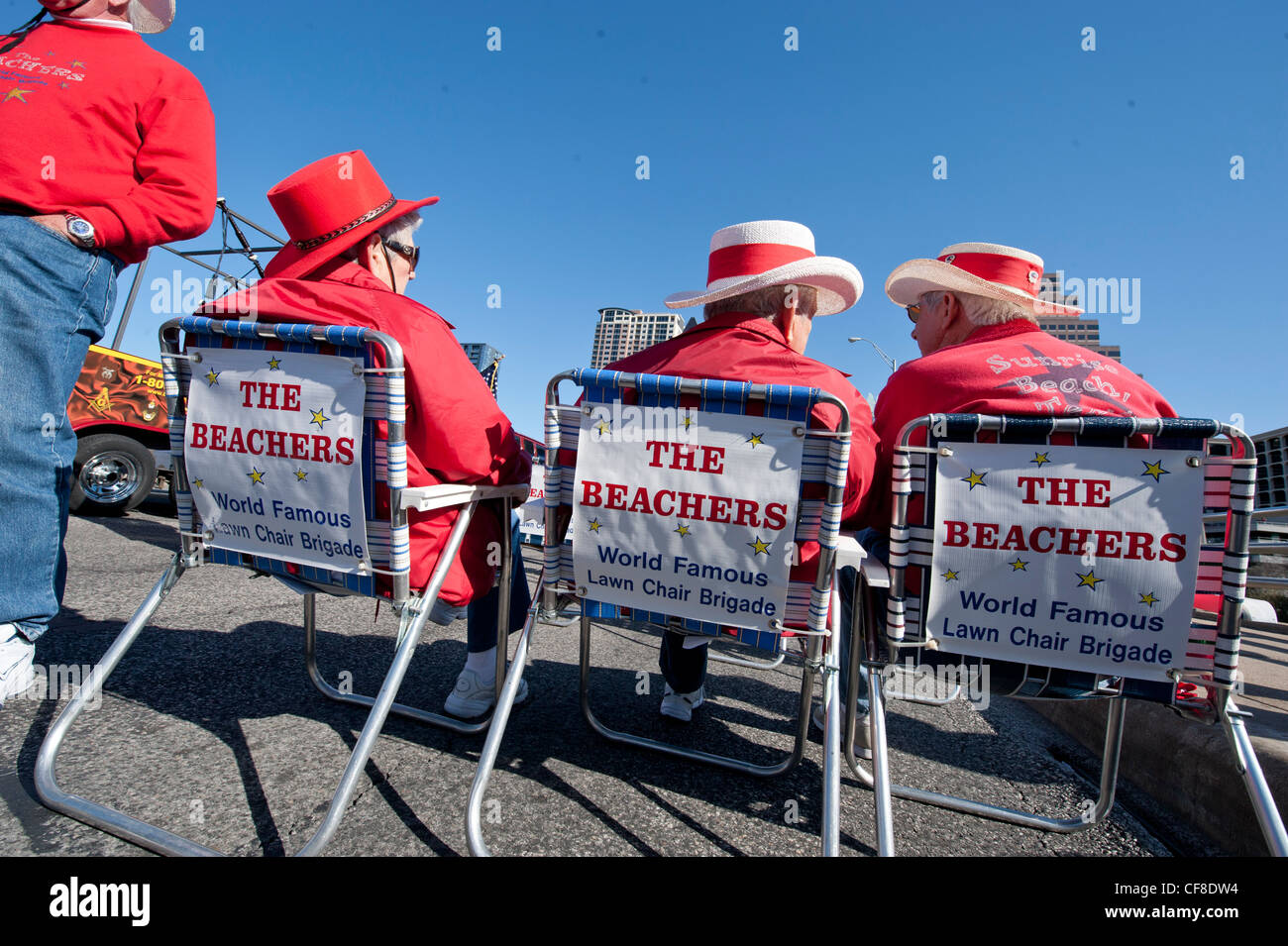A "lawn chair brigade" waits for the parade start as Texas Independence Day on March 2nd in