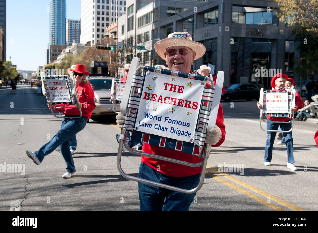 A "lawn chair brigade" waits for the parade start as Texas Independence Day on March 2nd drew
