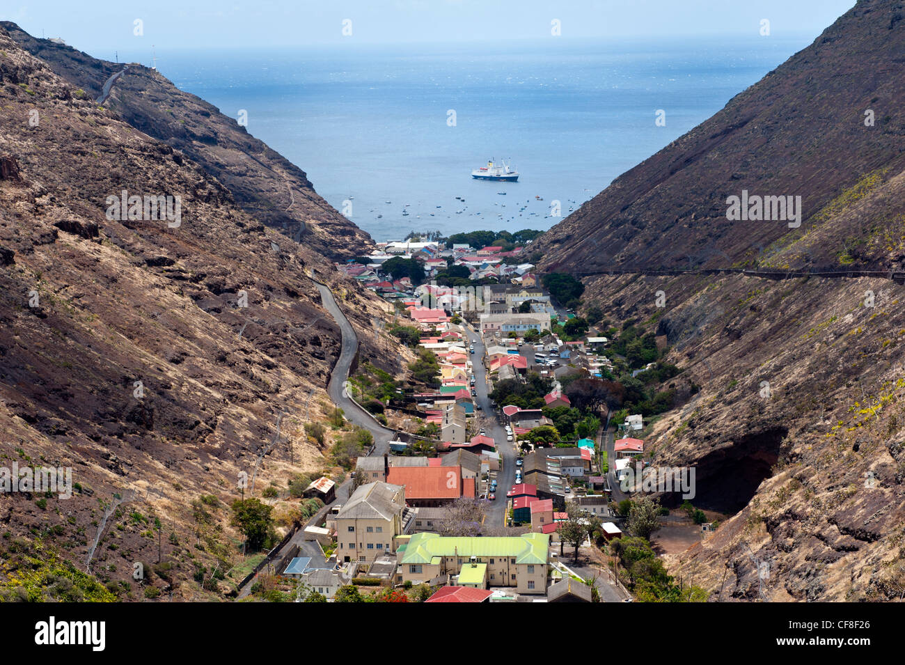 Saint Helena island RMS St Helena moored at Jamestown South Atlantic