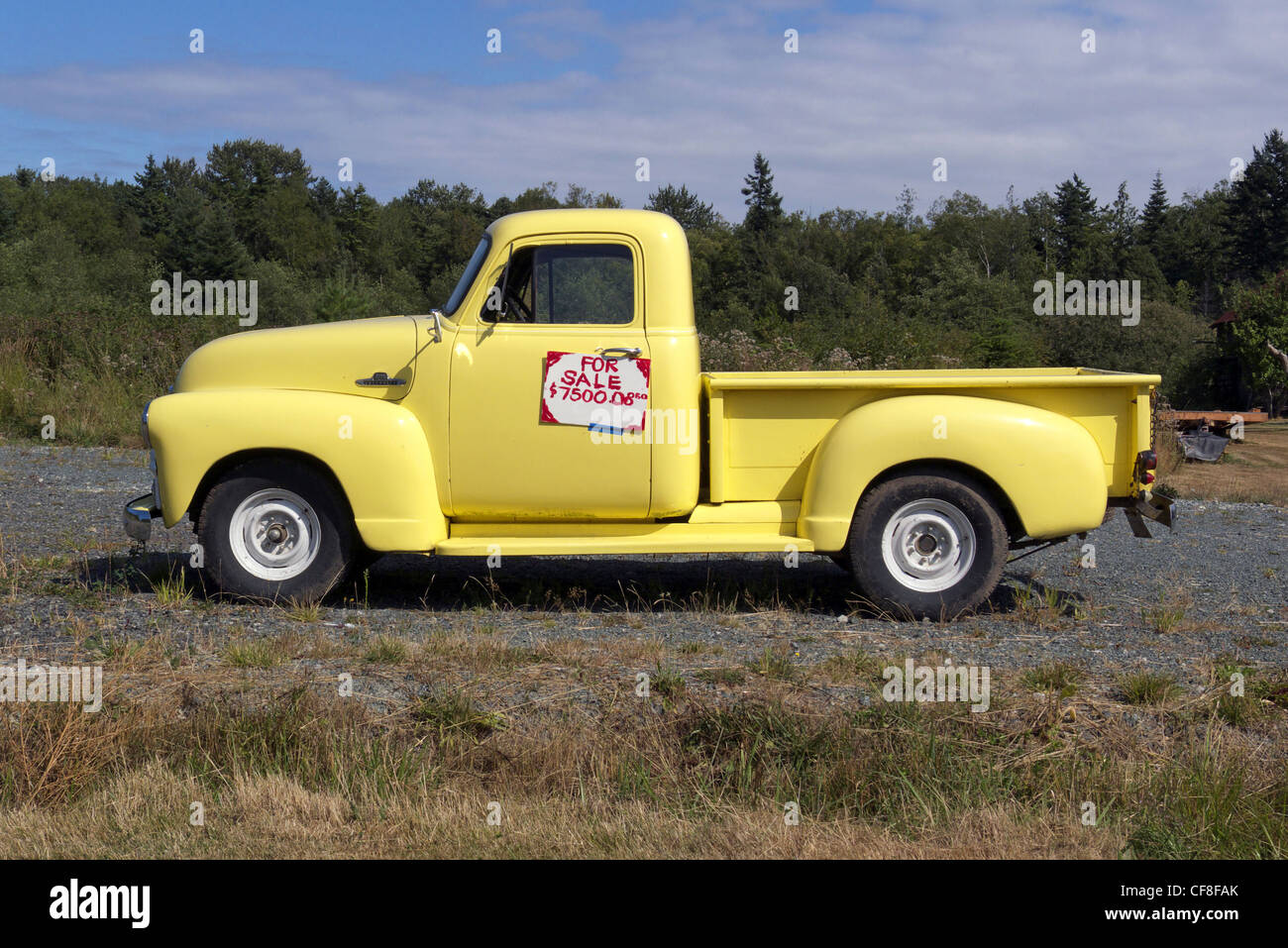 Yellow pickup truck for sale, Guemes Island, Skagit County, Washington