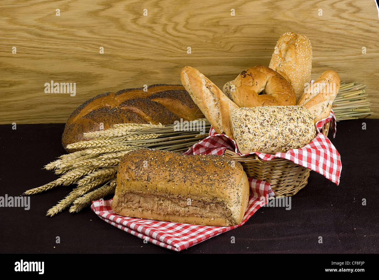 variety of different freshly baked bread in baskets Stock Photo Alamy