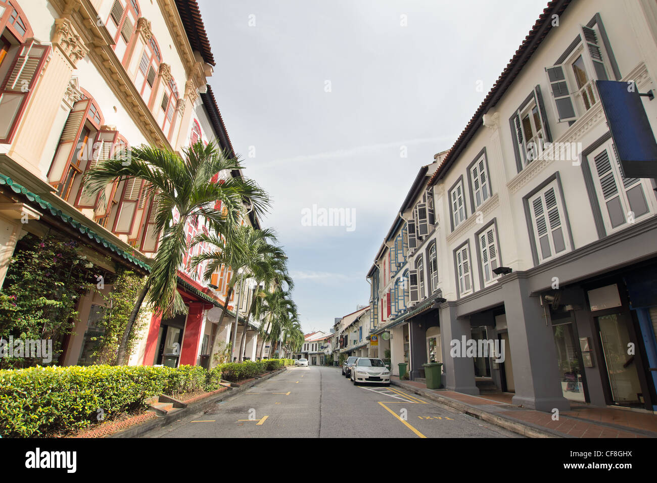 Singapore Preserved Historic Peranakan Row Houses Stock Photo