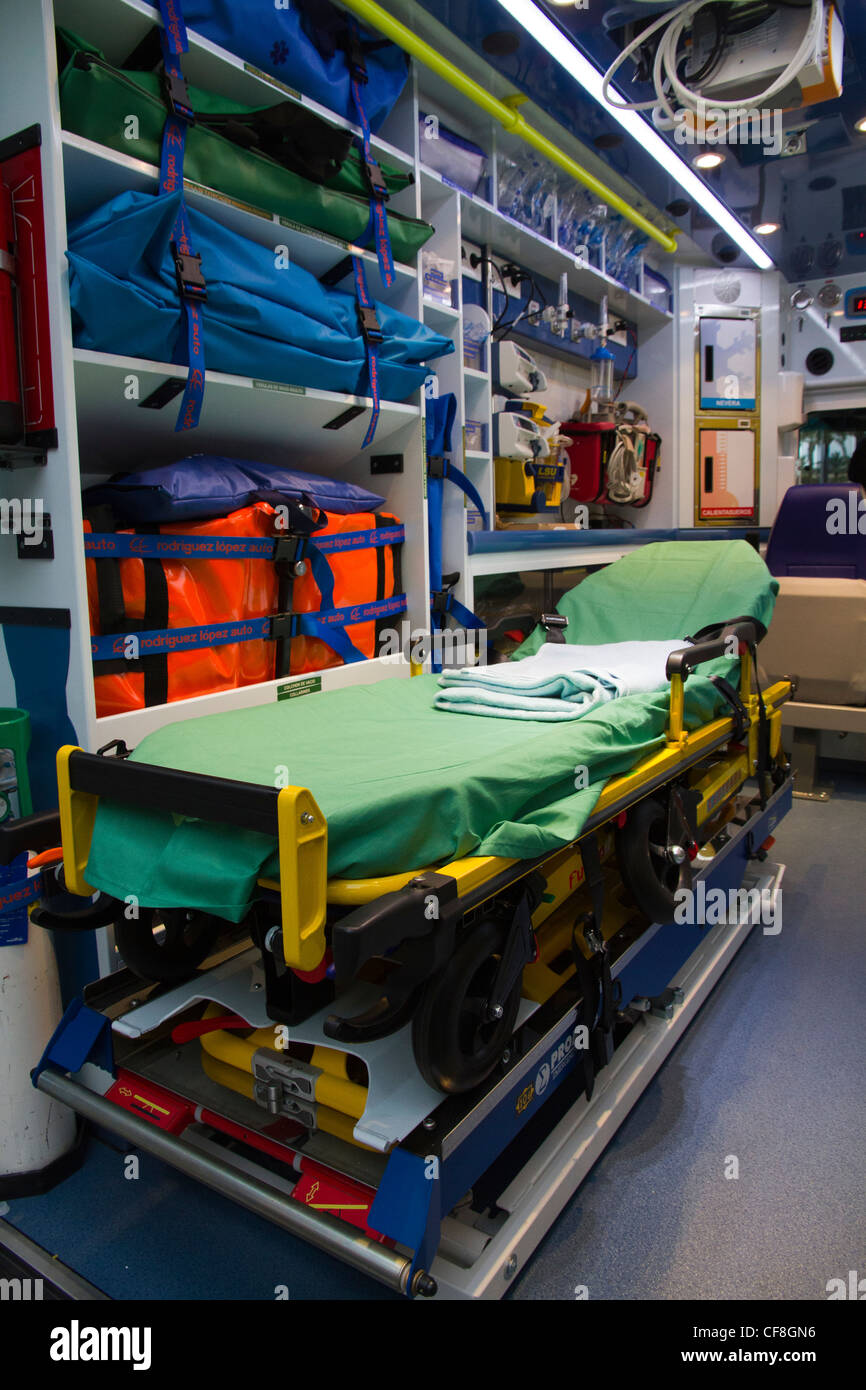 ambulance with stretcher interior Stock Photo