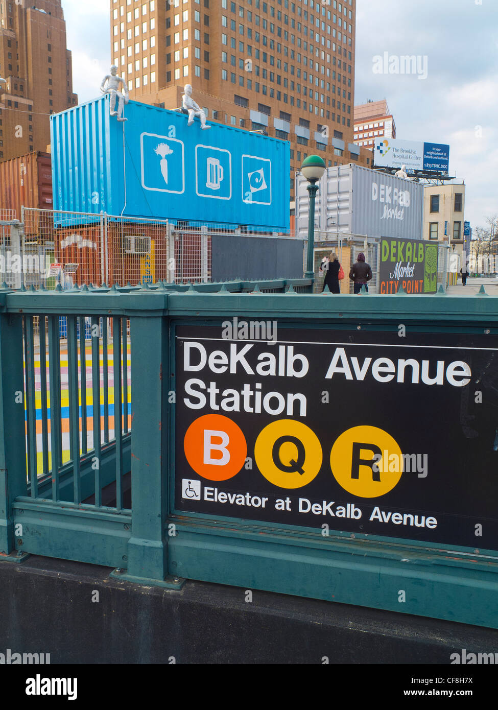Dekalb Market at the Dekalb Avenue subway station in Brooklyn NYC Stock