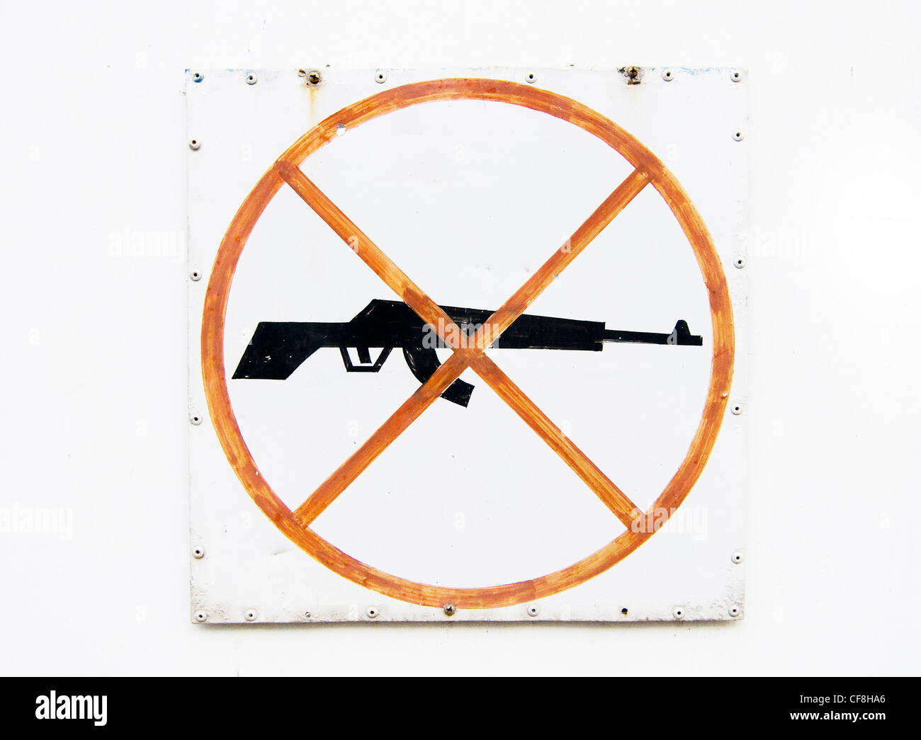 No Guns. signs seen in Jaffna, Sri Lanka. Stock Photo
