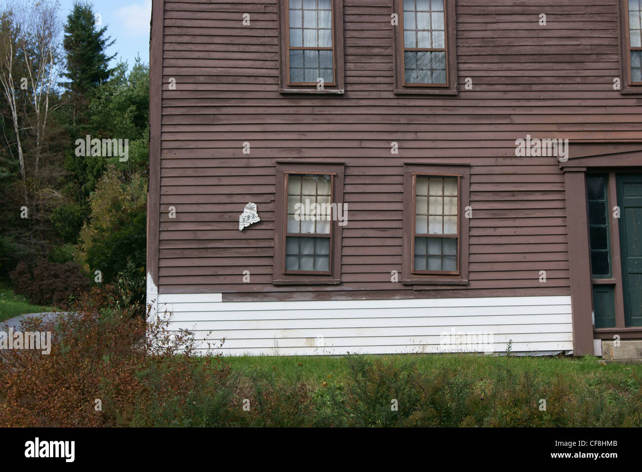 Crooked windows in a Federal style house built 1785 in Winterport