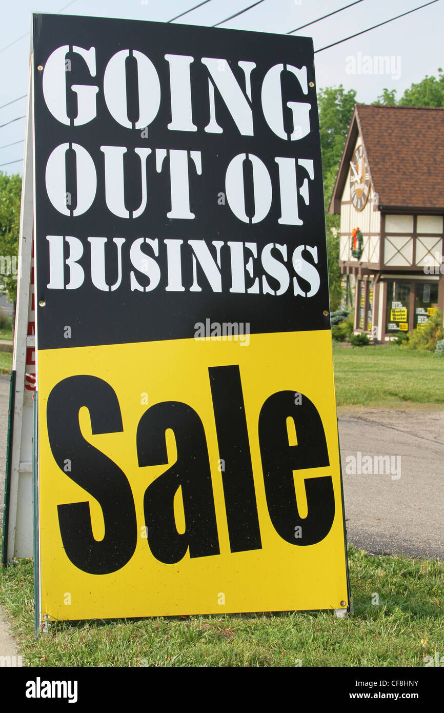 Going Out Of Business Sale sign. Stock Photo