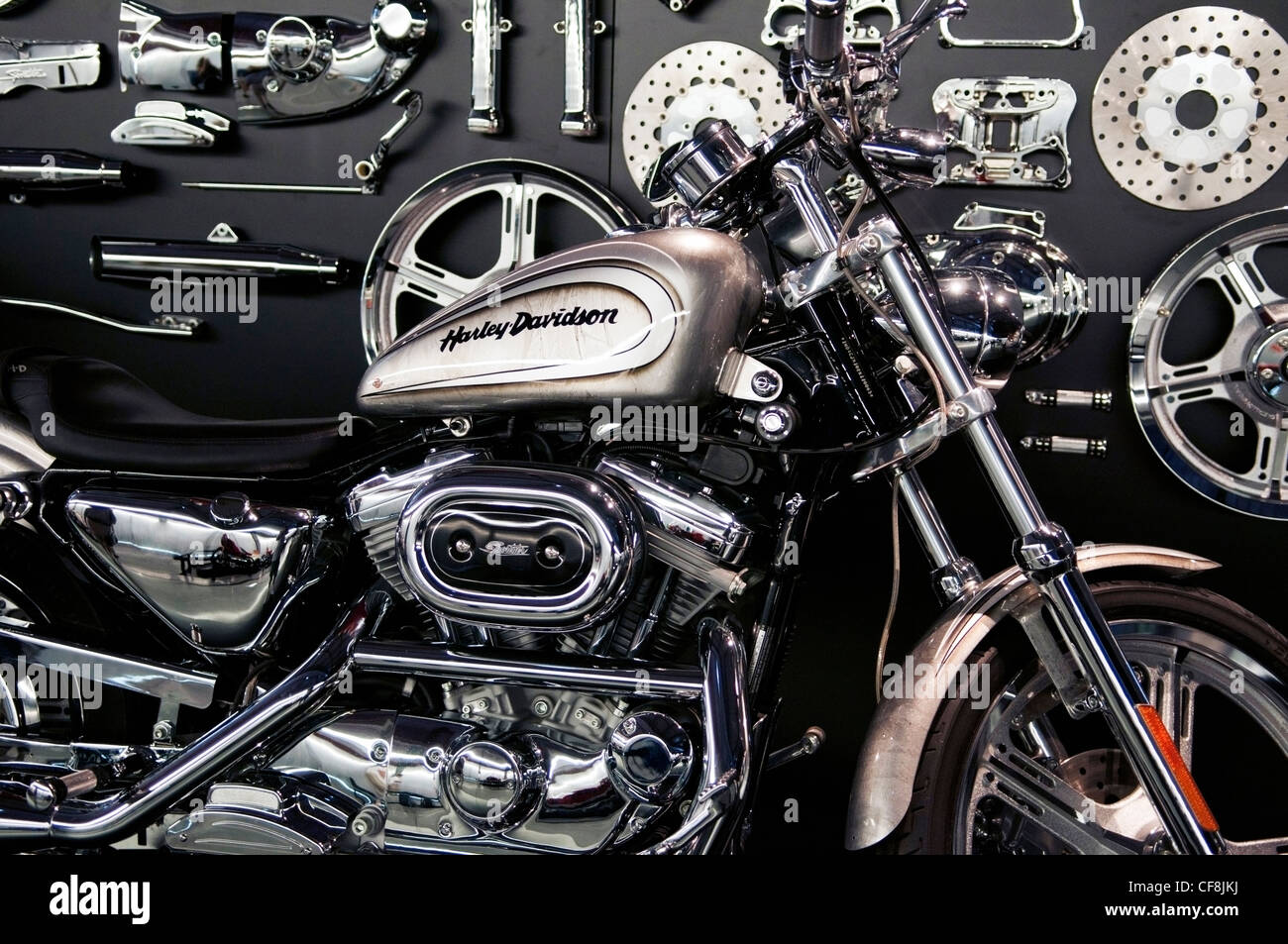 This shot is from the Harley Davidson Museum in Milwaukee Wisconsin Stock Photo