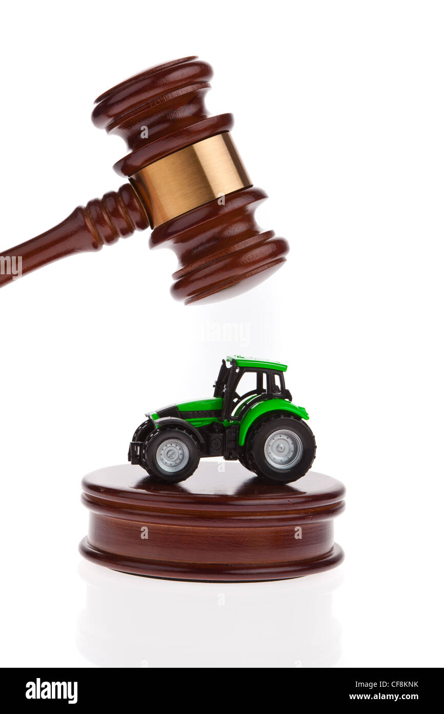 a tractor will be auctioned. foreclosure and insolvency. erivatkonkurs. Stock Photo