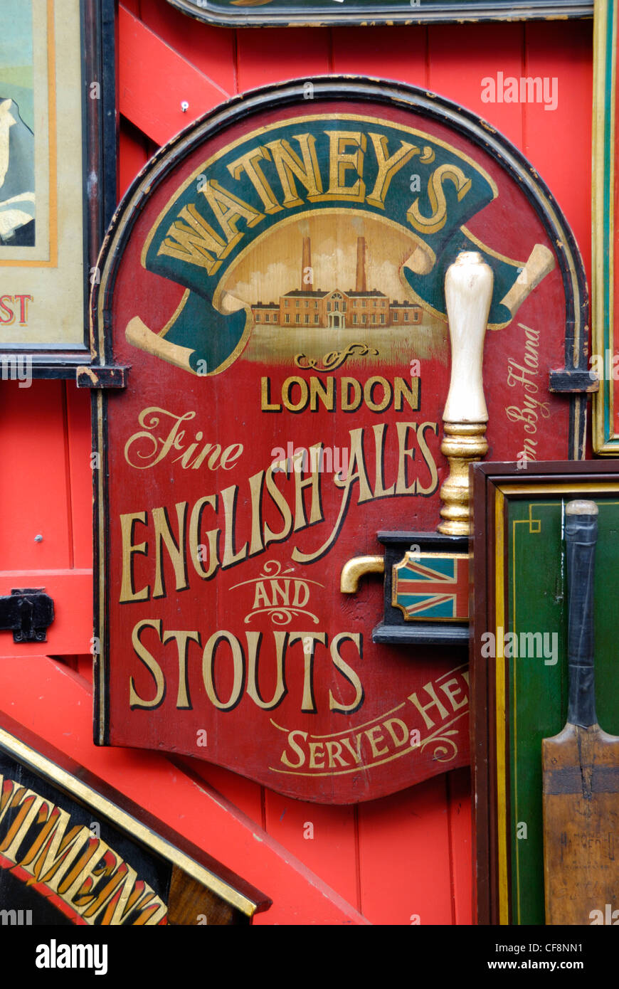 Antique ‘ Watney’s English Ales and Stouts ‘ sign Stock Photo