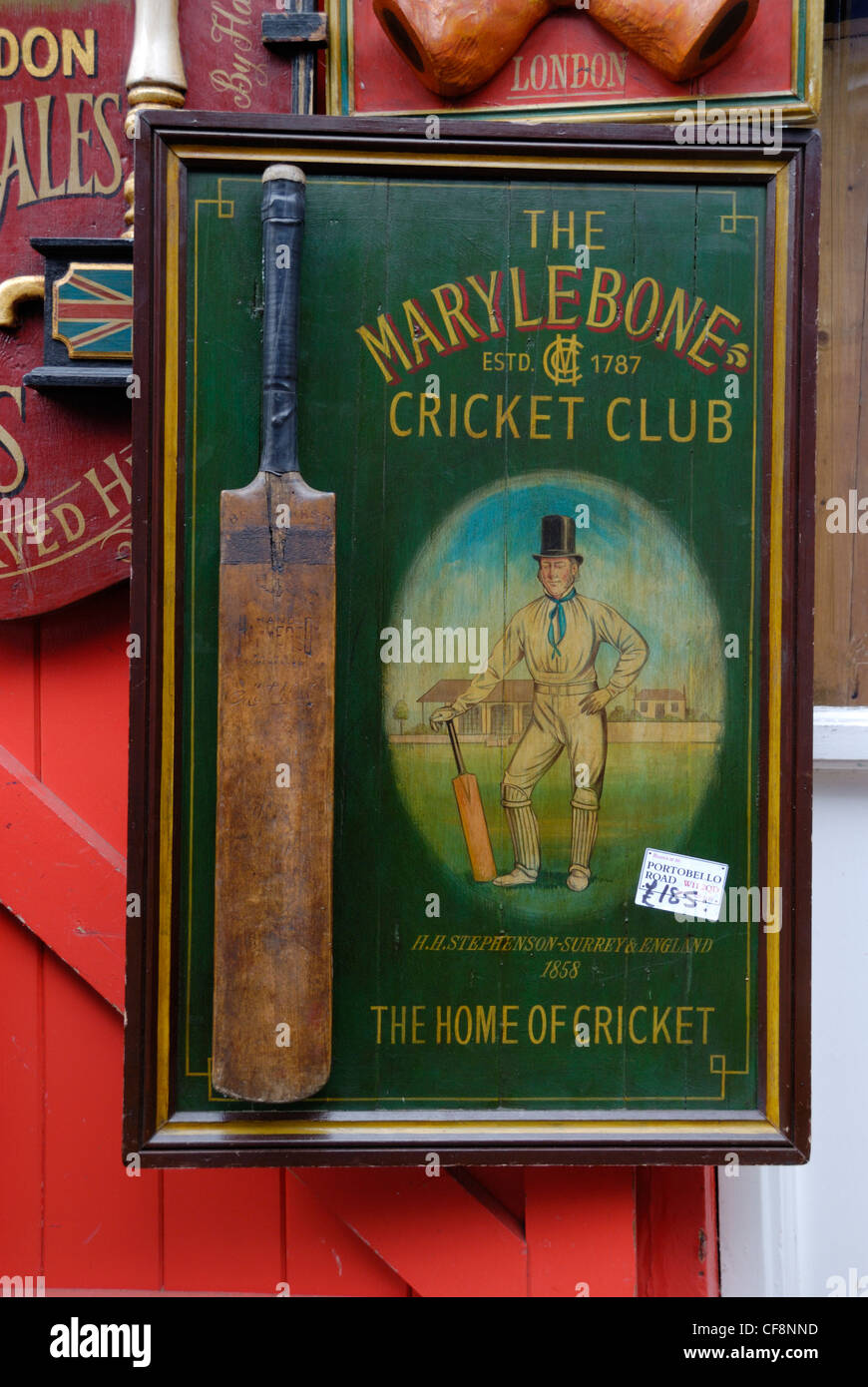 Antique ‘ Marylebone Cricket Club ‘ sign Stock Photo