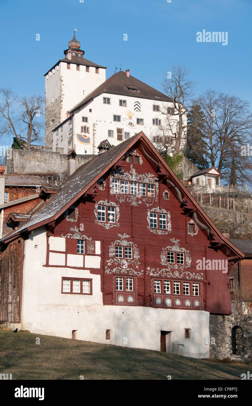Castle, Village, werdenberg, canton St. Gallen, Switzerland, medieval, village, scenic, village, Switzerland Stock Photo
