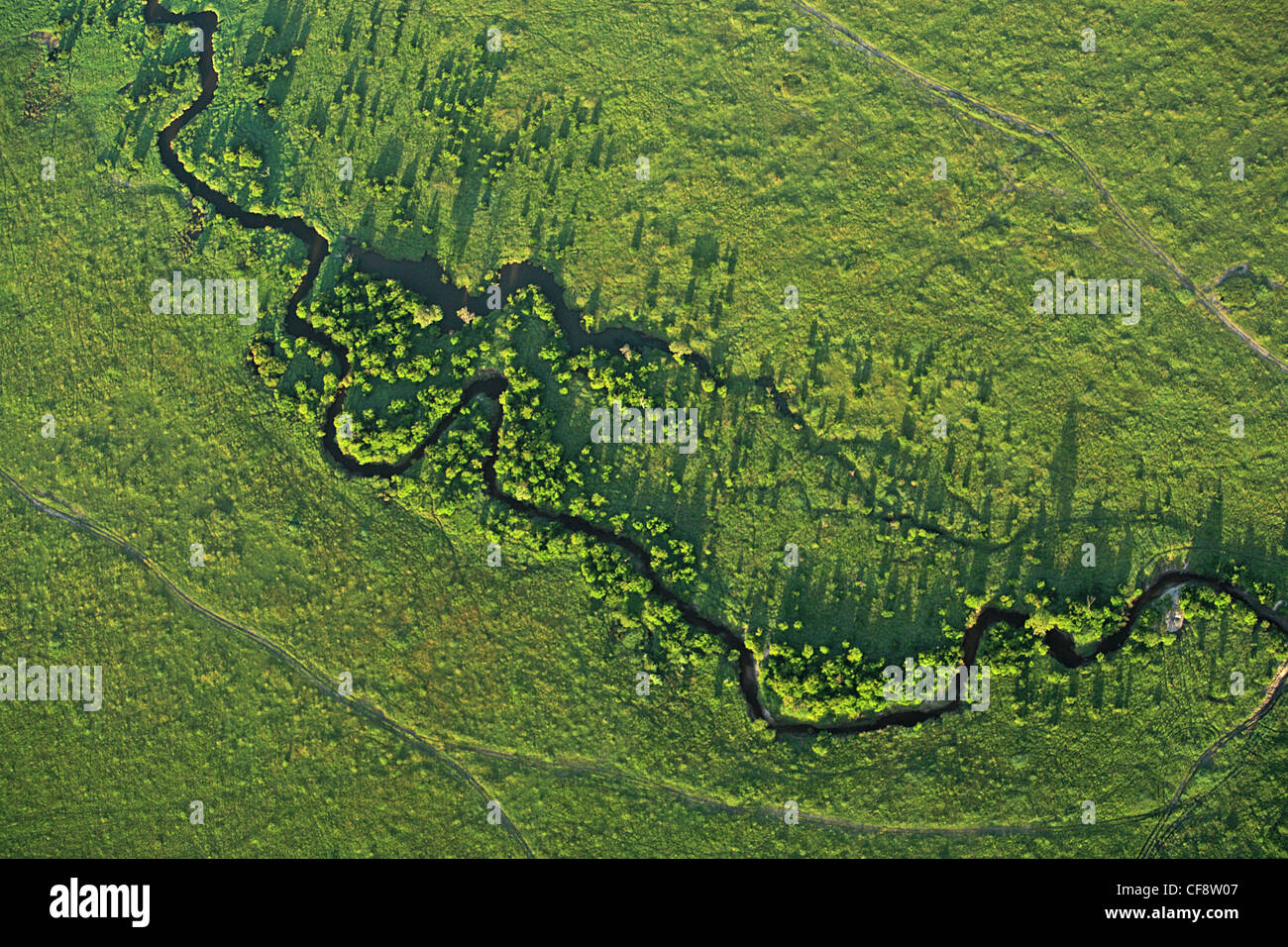 River meandering across Masai Mara, Rift Valley, Kenya, Africa Stock ...