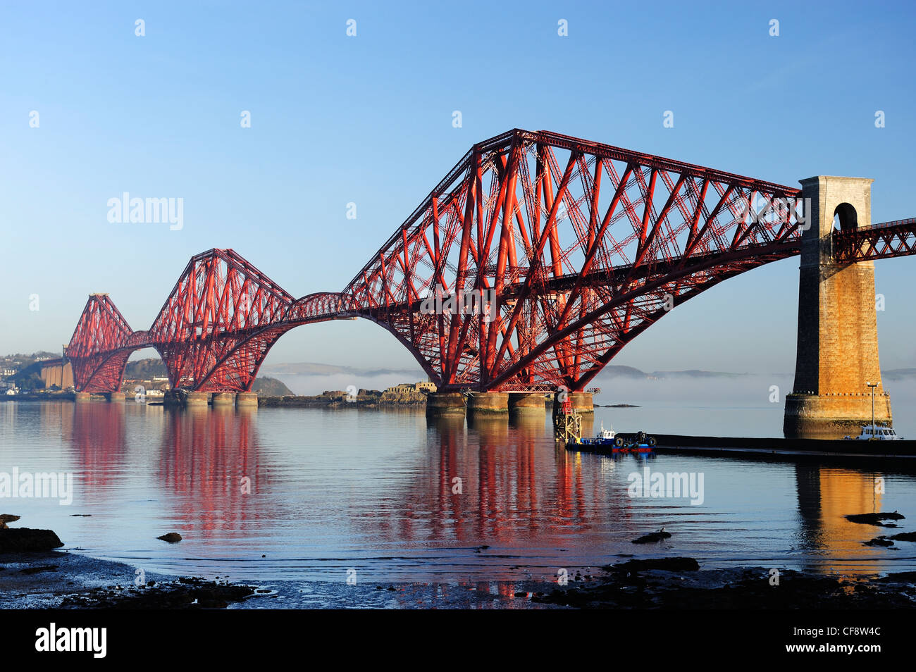 Forth Railway Bridge across River Forth from South Queensferry, Scotland, UK Stock Photo
