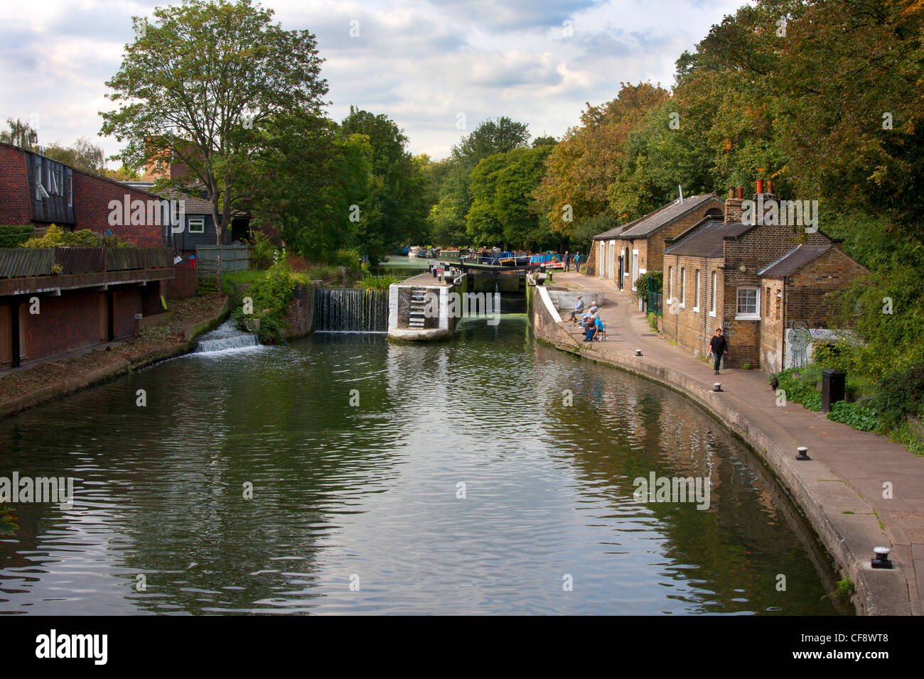 The Old Ford Lock on the Regents Canal in East London. Stock Photo