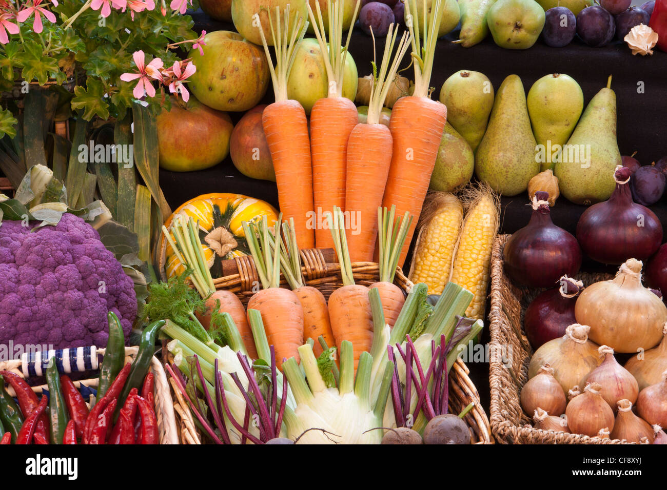 colourful display of fruit and vegetables Stock Photo Alamy