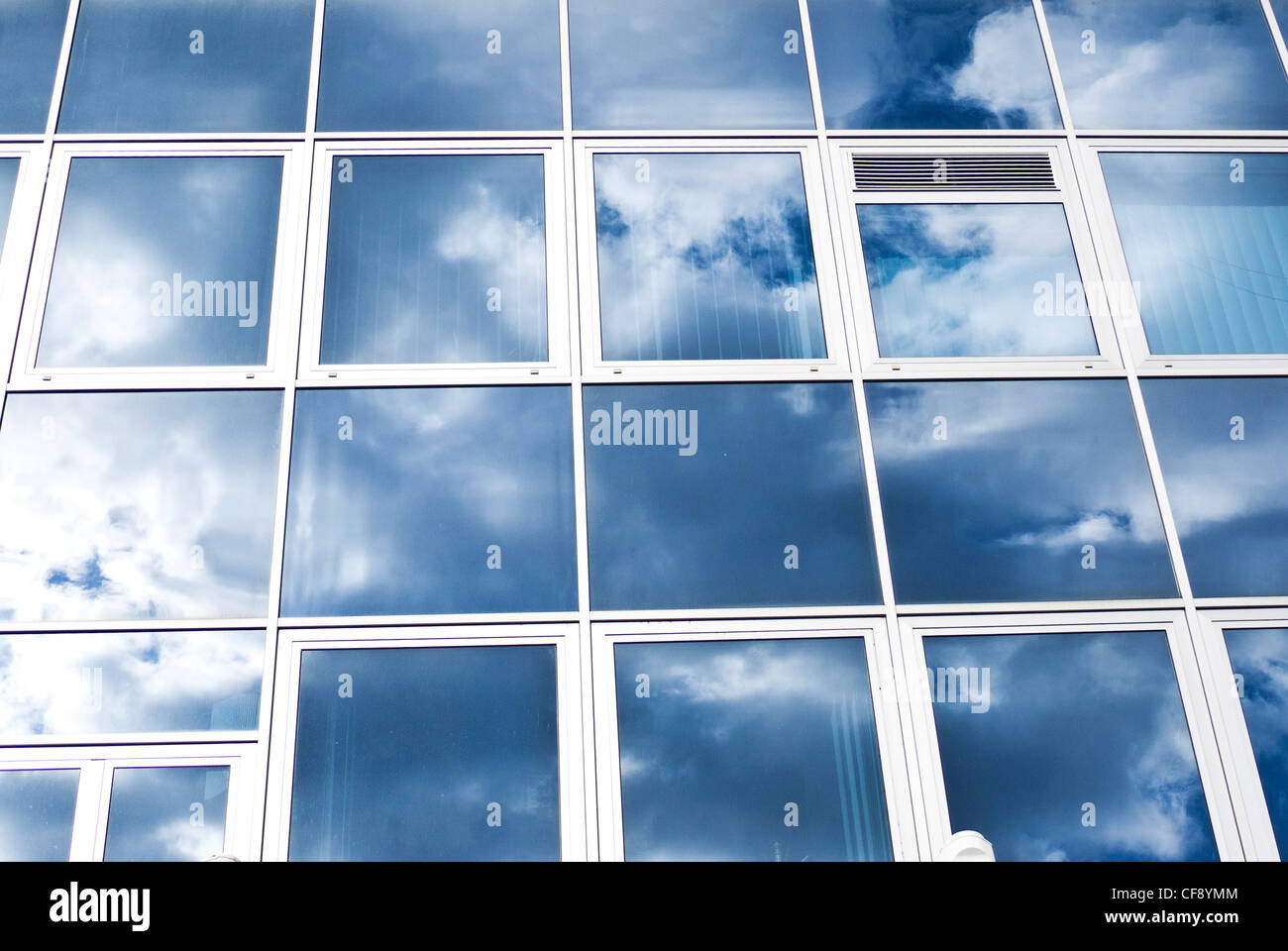windows with clouds reflected Stock Photo