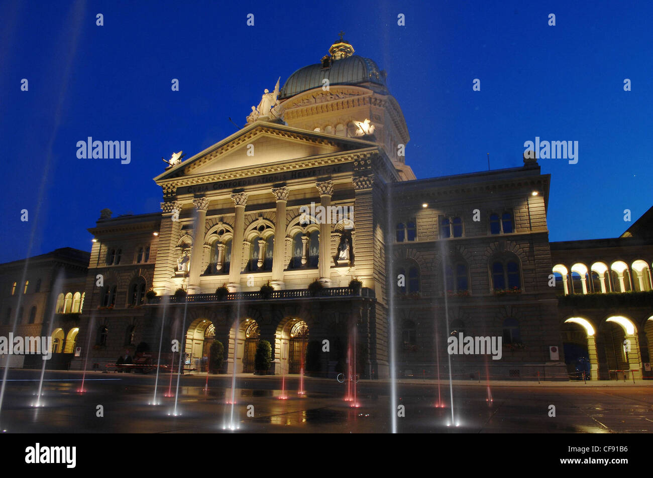 Autumn, Federal Parliament Building, at night, fountains, Federal Parliament Building, Stock Photo