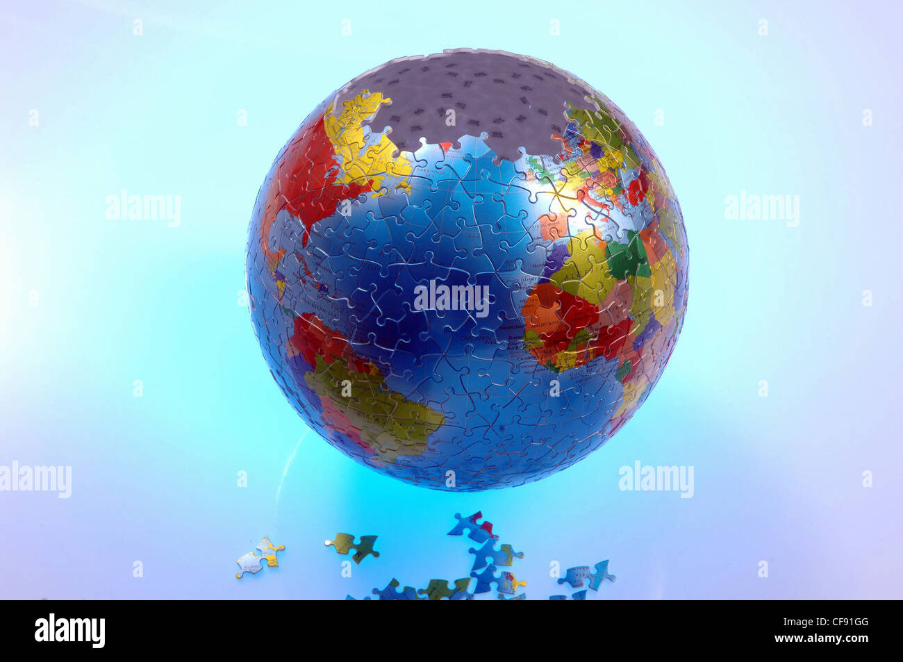 Globe Jigsaw Puzzle 3d Background Blue Suit Hand World Assembling Build New World Finances Economy Financial World Stock Photo Alamy