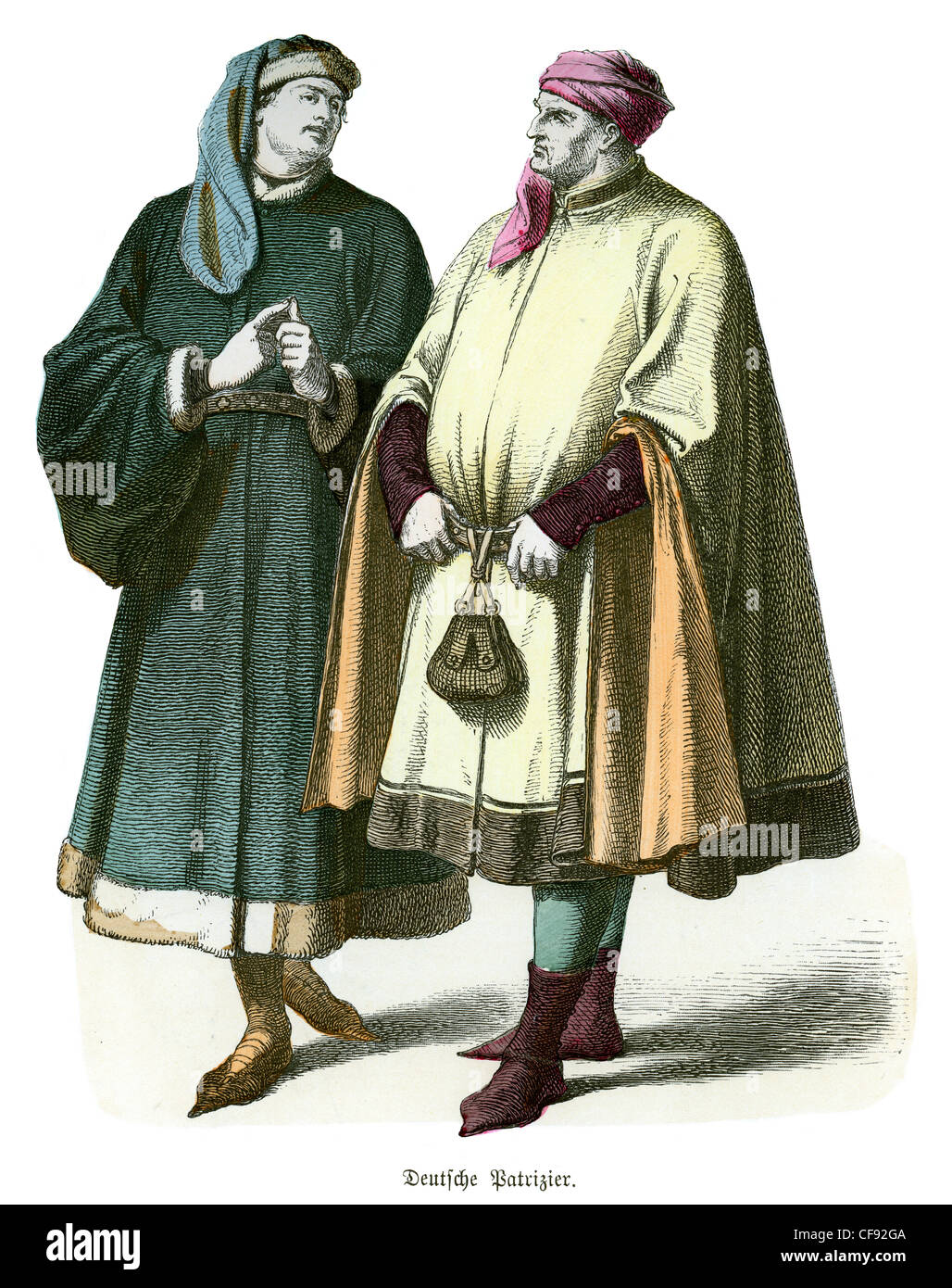 A couple of men in the dress of a 14th century German patricians Stock Photo