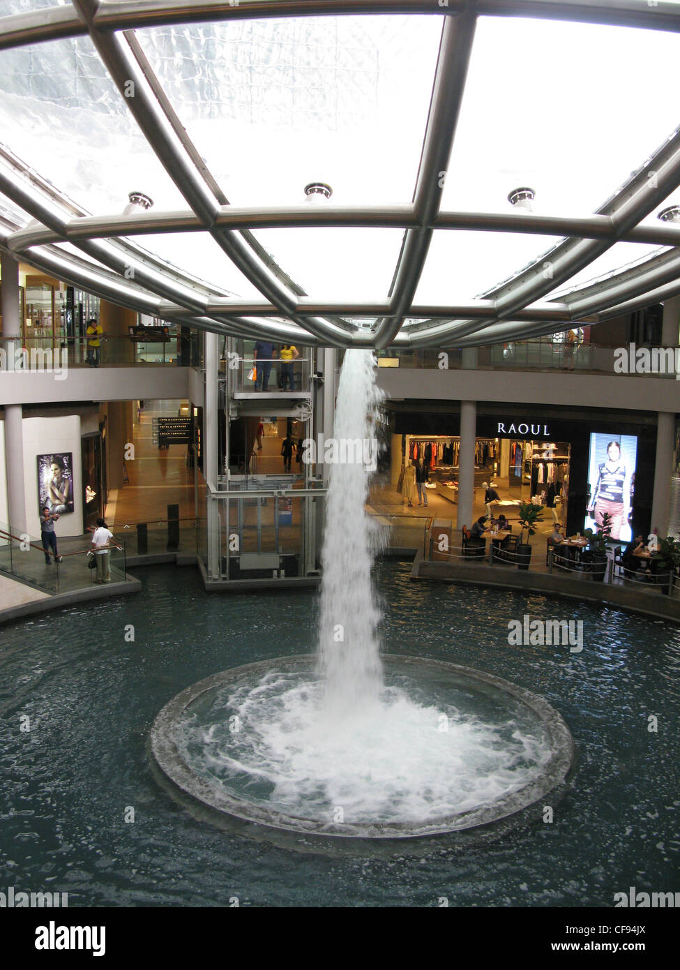 Marina Bay Sands Mall water fall feature Stock Photo Alamy