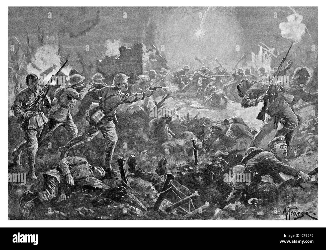 Australians night Attack on Pozieres hand to hand fight Stock Photo