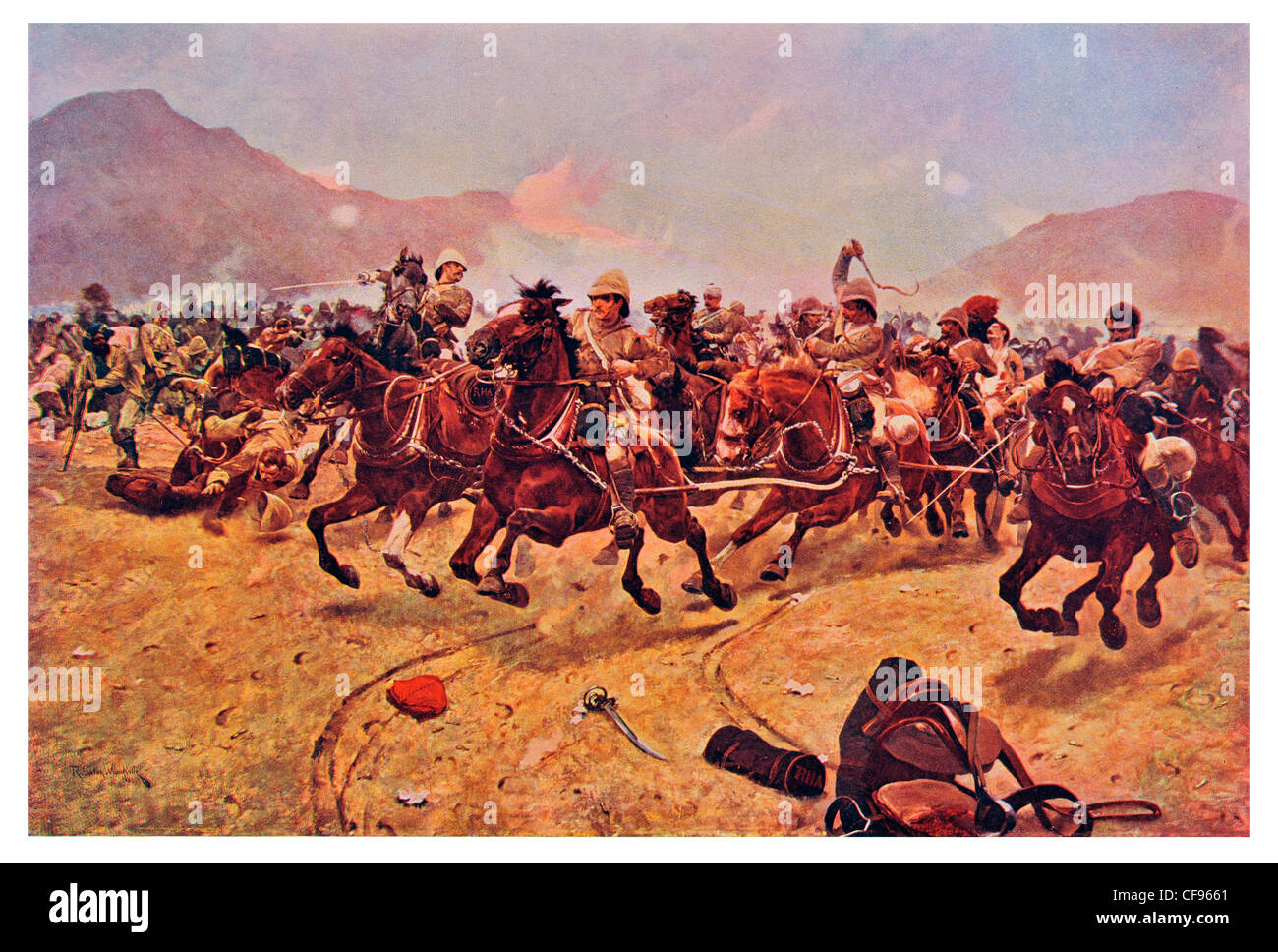 Battle of Maiwand Saving the Guns by Richard Caton Woodville Royal Horse Artillery Afghan Afghanistan Second Anglo-Afghan War Stock Photo
