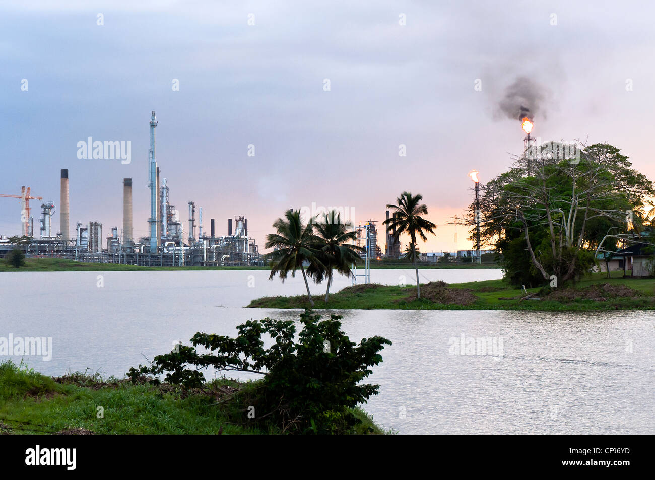 A methanol plant in San Fernando. Methanol is a common industrial chemical blended liquid transportation fuel. Stock Photo