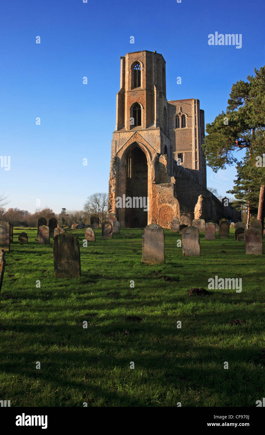 A view of the ruined octagonal Central Tower of Wymondham Abbey