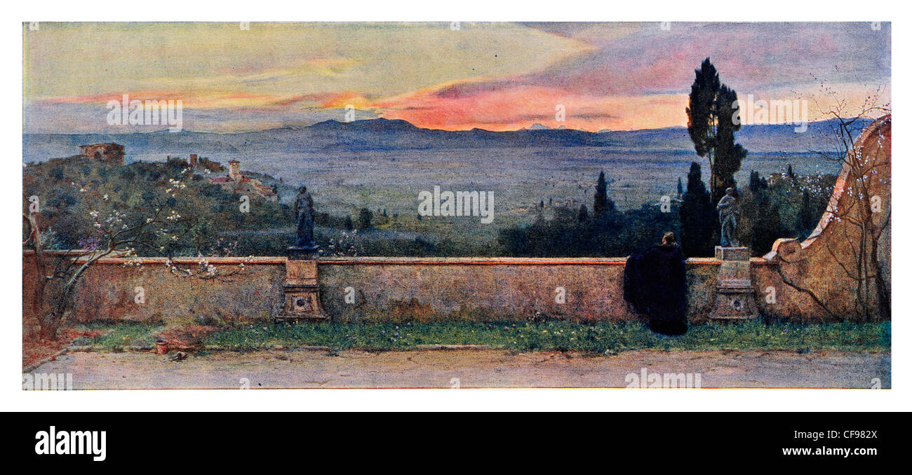 Val D'arno Evening by M Ridley Corbet Stock Photo