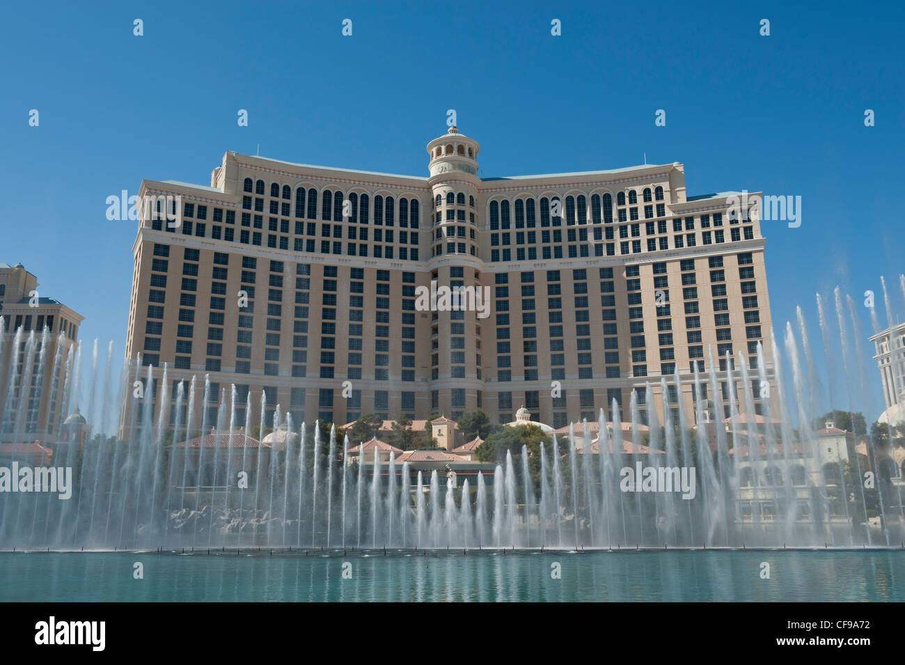 The Spectacular Bellagio Fountains in the Day, Las Vegas, USA Stock Photo