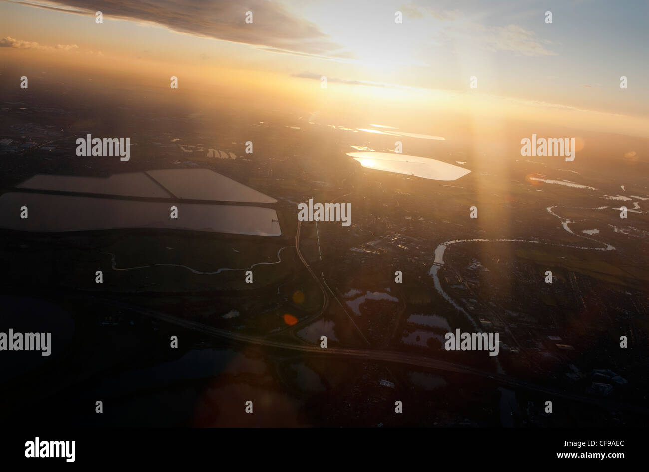 Reservoirs at Staines near Heathrow Airport in West London, England