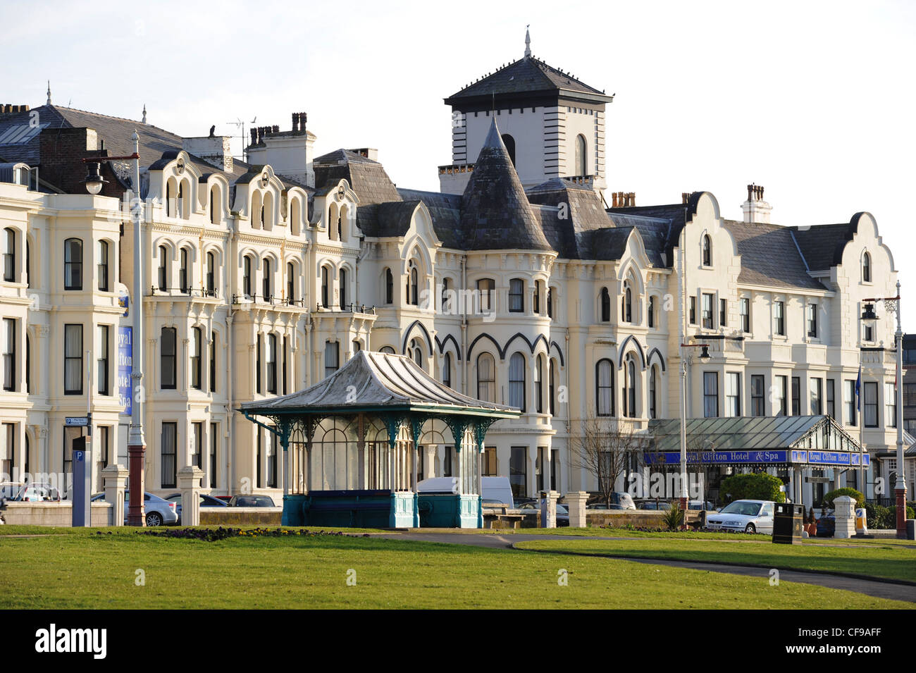 Ornate frontage of the Royal Clifton Hotel, Promenade, Southport,  Merseyside Stock Photo - Alamy