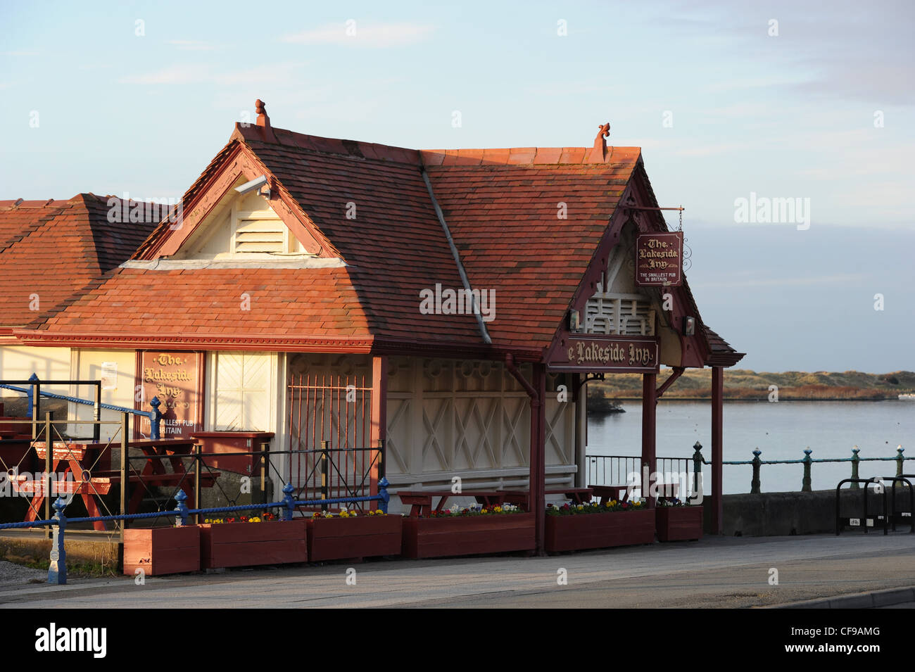 What the owners claim to be England's smallest pub, The Lakeside Inn, Southport, Merseyside, Britain Stock Photo