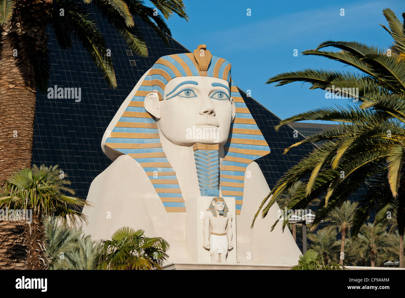 Replica of The Great Sphinx of Giza at the Entrance of The Luxor Hotel ...