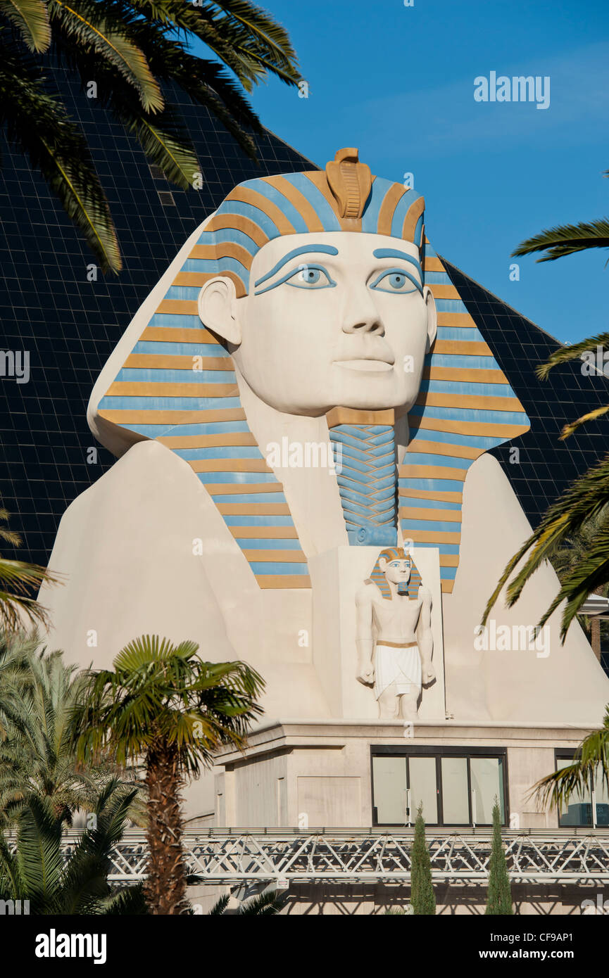 Replica of The Great Sphinx of Giza at the Entrance of The Luxor Hotel ...
